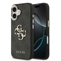 Guess iPhone 17 Back cover case - 4G - Big Metal Logo - Gold Edge - Black
