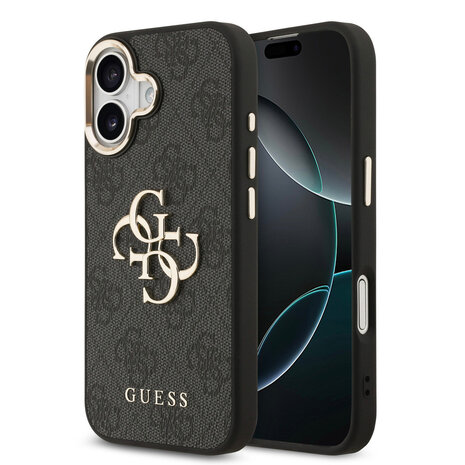 Guess Guess iPhone 17 Back-Cover hul - 4G - Big Metal Logo - Gold Edge - Schwarz Guess Guess iPhone 17 Back-Cover hul - 4G - Big Metal Logo - Gold Edge - Schwarz