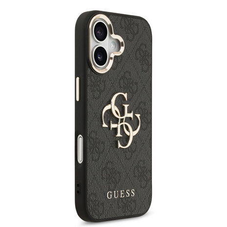 Guess Guess iPhone 17 Back-Cover hul - 4G - Big Metal Logo - Gold Edge - Schwarz Guess Guess iPhone 17 Back-Cover hul - 4G - Big Metal Logo - Gold Edge - Schwarz