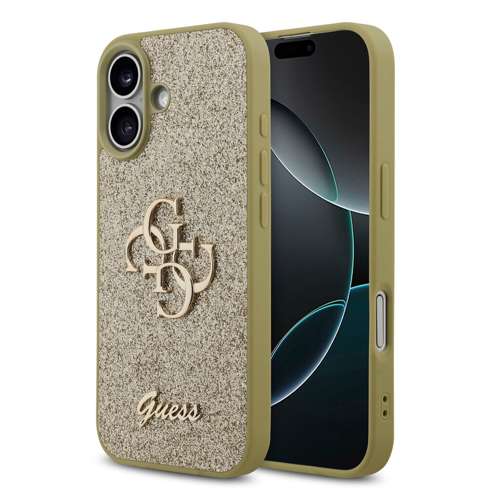 Guess Guess iPhone 17 Back cover case - Big 4G - Fixed Glitter - Gold Guess Guess iPhone 17 Back cover case - Big 4G - Fixed Glitter - Gold