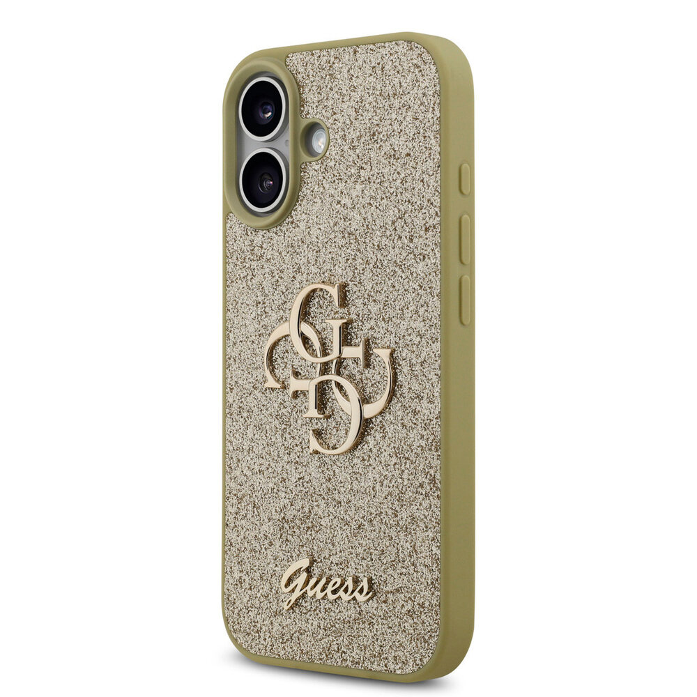 Guess Guess iPhone 17 Back-Cover hul - Big 4G - Fixed Glitter - Gold Guess Guess iPhone 17 Back-Cover hul - Big 4G - Fixed Glitter - Gold