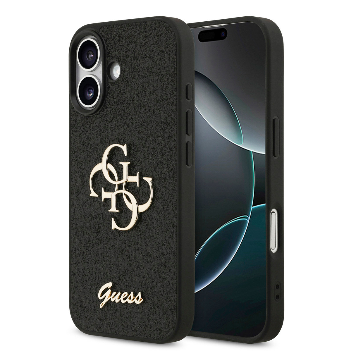 Guess Guess iPhone 17 Backcover hoesje - Big 4G - Fixed Glitter - Zwart