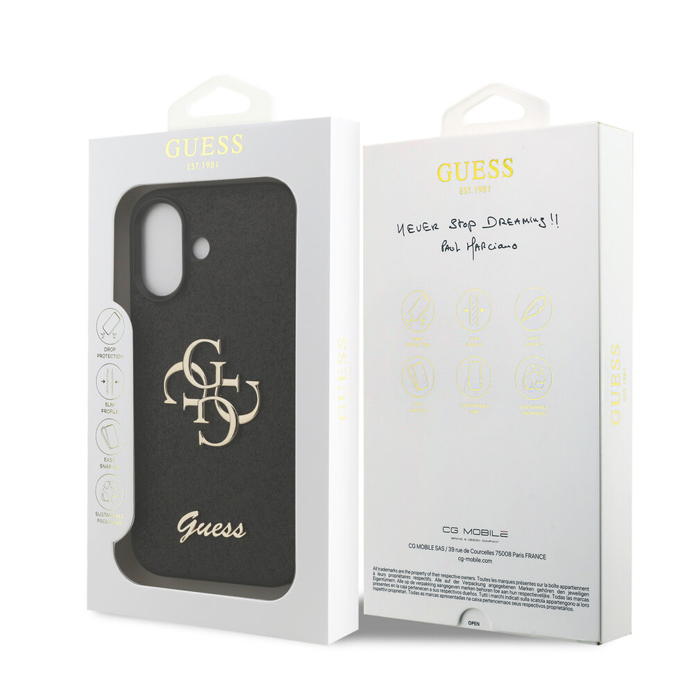 Guess Guess iPhone 17 Back cover coque - Big 4G - Fixed Glitter - Noir Guess Guess iPhone 17 Back cover coque - Big 4G - Fixed Glitter - Noir