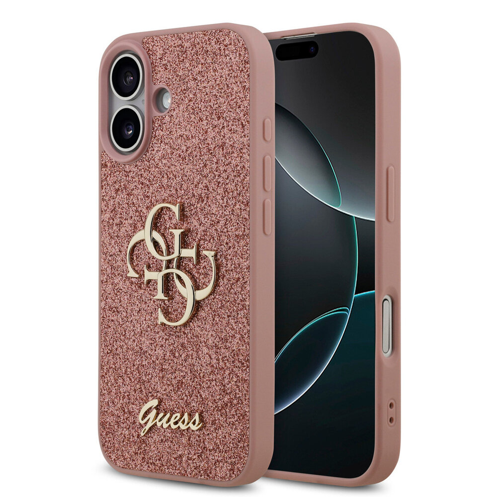 Guess Guess iPhone 17 Back cover case - Big 4G - Fixed Glitter - Pink Guess Guess iPhone 17 Back cover case - Big 4G - Fixed Glitter - Pink