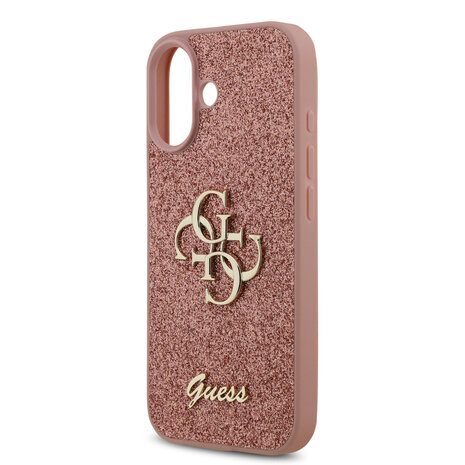 Guess Guess iPhone 17 Backcover hoesje - Big 4G - Fixed Glitter - Roze Guess Guess iPhone 17 Backcover hoesje - Big 4G - Fixed Glitter - Roze