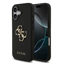 Guess iPhone 17 Backcover hoesje - Grained - Big 4G Logo - Zwart