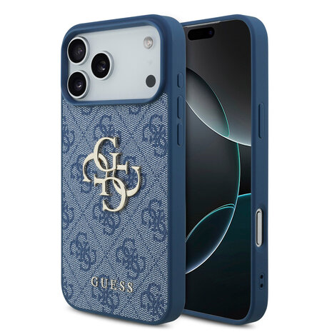 Guess Guess iPhone 17 Pro Max Back-Cover hul - 4G - Big Metal Logo - Blau Guess Guess iPhone 17 Pro Max Back-Cover hul - 4G - Big Metal Logo - Blau