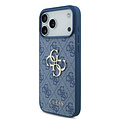 Guess Guess iPhone 17 Pro Max/iPhone 18 Pro Max Coque arrière 4G Grand logo métallique - Bleu