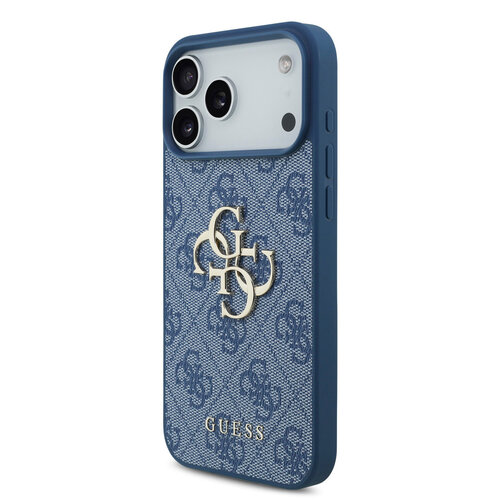 Guess Guess iPhone 17 Pro Max/iPhone 18 Pro Max Coque arrière 4G Grand logo métallique - Bleu