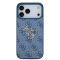 Guess Guess iPhone 17 Pro Max/iPhone 18 Pro Max Coque arrière 4G Grand logo métallique - Bleu