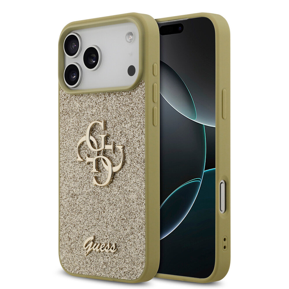 Guess Guess iPhone 17 Pro Max Back-Cover hul - Big 4G - Fixed Glitter - Gold Guess Guess iPhone 17 Pro Max Back-Cover hul - Big 4G - Fixed Glitter - Gold