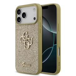Guess iPhone 17 Pro Max/iPhone 18 Pro Max Backcoverhoesje - Groot 4G - Vaste glitters - Goud
