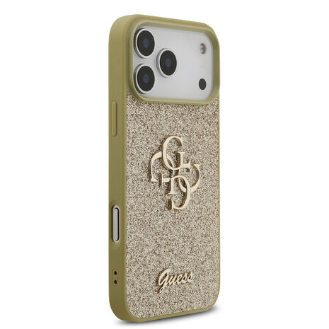 Guess Guess iPhone 17 Pro Max Backcover hoesje - Big 4G - Fixed Glitter - Goud Guess Guess iPhone 17 Pro Max Backcover hoesje - Big 4G - Fixed Glitter - Goud