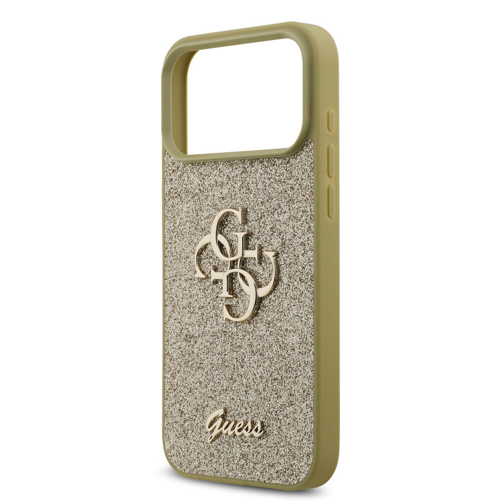 Guess Guess iPhone 17 Pro Max Backcover hoesje - Big 4G - Fixed Glitter - Goud Guess Guess iPhone 17 Pro Max Backcover hoesje - Big 4G - Fixed Glitter - Goud