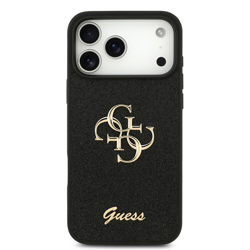 Guess Guess iPhone 17 Pro Max Back-Cover hul - Big 4G - Fixed Glitter - Schwarz Guess Guess iPhone 17 Pro Max Back-Cover hul - Big 4G - Fixed Glitter - Schwarz