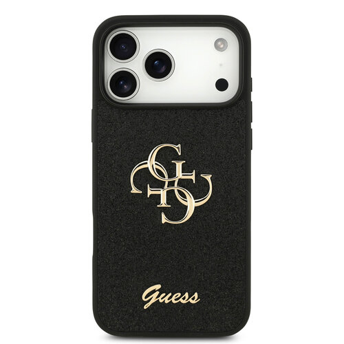 Guess Guess iPhone 17 Pro Max/iPhone 18 Pro Max Coque arrière Grand motif 4G Finition à paillettes fixes - Noir