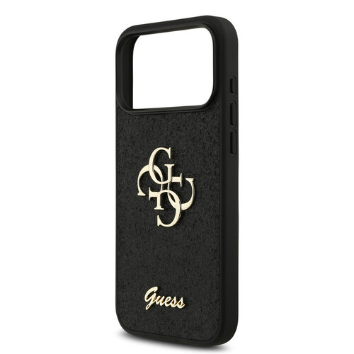 Guess Guess iPhone 17 Pro Max/iPhone 18 Pro Max Coque arrière Grand motif 4G Finition à paillettes fixes - Noir