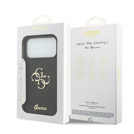 Guess Guess iPhone 17 Pro Max Backcover hoesje - Big 4G - Fixed Glitter - Zwart Guess Guess iPhone 17 Pro Max Backcover hoesje - Big 4G - Fixed Glitter - Zwart