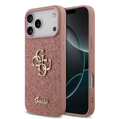 Guess iPhone 17 Pro Max/iPhone 18 Pro Max Backcoverhoesje - Groot 4G - Vaste glitters - Roze