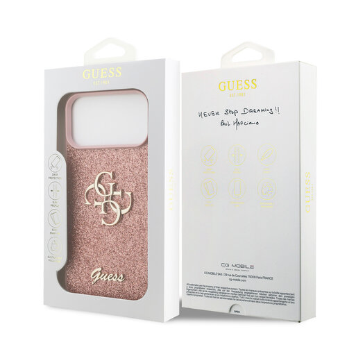 Guess Guess iPhone 17 Pro Max/iPhone 18 Pro Max Handyhülle Großes 4G-Motiv Feste Glitzerverzierung - Rosa