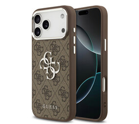 Guess Guess iPhone 17 Pro Max Back cover coque - 4G - Big Metal Logo - Silver Edge - Marron Guess Guess iPhone 17 Pro Max Back cover coque - 4G - Big Metal Logo - Silver Edge - Marron