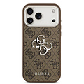 Guess Guess iPhone 17 Pro Max/iPhone 18 Pro Max Handyhülle 4G Großes Metalllogo Silberfarbener Rand - Braun