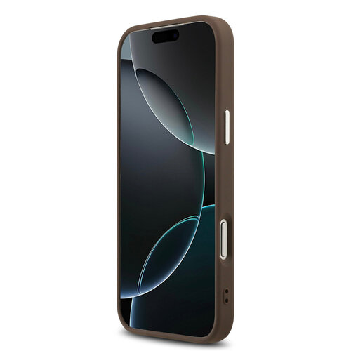 Guess Guess iPhone 17 Pro Max/iPhone 18 Pro Max Handyhülle 4G Großes Metalllogo Silberfarbener Rand - Braun