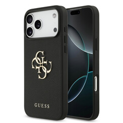 Guess iPhone 17 Pro Max Back cover case - Grained - Big 4G Logo - Black