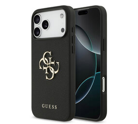 Guess Guess iPhone 17 Pro Max Backcover hoesje - Grained - Big 4G Logo - Zwart Guess Guess iPhone 17 Pro Max Backcover hoesje - Grained - Big 4G Logo - Zwart