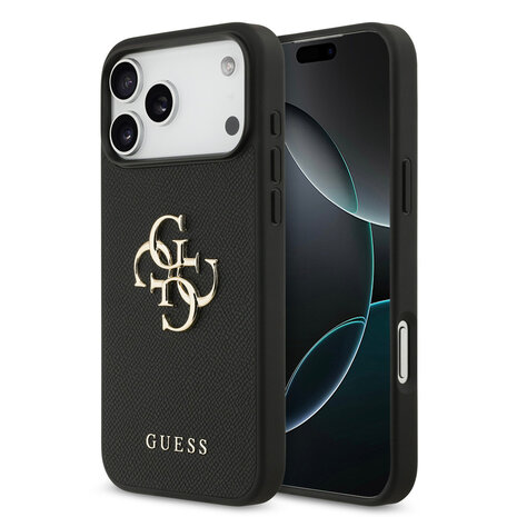 Guess Guess iPhone 17 Pro Max Back-Cover hul - Grained - Big 4G Logo - Schwarz Guess Guess iPhone 17 Pro Max Back-Cover hul - Grained - Big 4G Logo - Schwarz