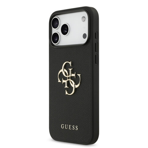 Guess Guess iPhone 17 Pro Max/iPhone 18 Pro Max Coque arrière Finition grainée Grand logo 4G - Noir