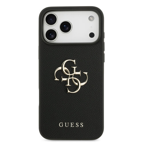 Guess Guess iPhone 17 Pro Max/iPhone 18 Pro Max Handyhülle Genarbte Oberfläche Großes 4G-Logo - Schwarz