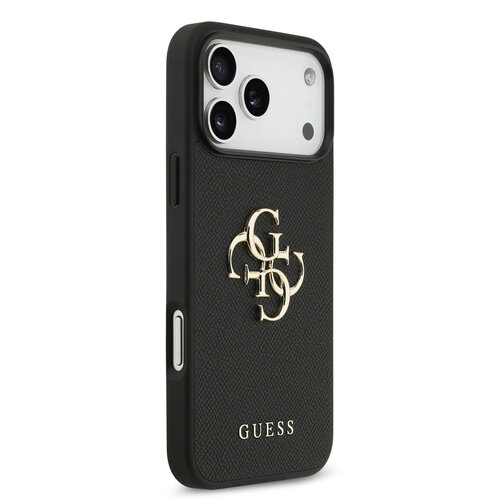 Guess Guess iPhone 17 Pro Max/iPhone 18 Pro Max Coque arrière Finition grainée Grand logo 4G - Noir
