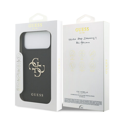 Guess Guess iPhone 17 Pro Max Back-Cover hul - Grained - Big 4G Logo - Schwarz Guess Guess iPhone 17 Pro Max Back-Cover hul - Grained - Big 4G Logo - Schwarz