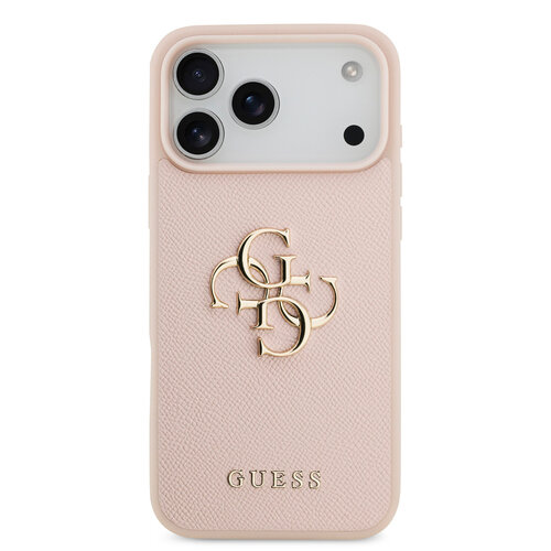 Guess Guess iPhone 17 Pro Max/iPhone 18 Pro Max Coque arrière Finition grainée Grand logo 4G - Rose