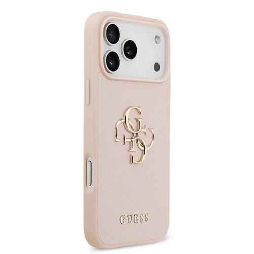 Guess Guess iPhone 17 Pro Max/iPhone 18 Pro Max Coque arrière Finition grainée Grand logo 4G - Rose