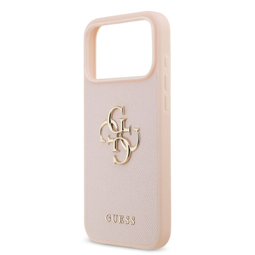 Guess Guess iPhone 17 Pro Max/iPhone 18 Pro Max Coque arrière Finition grainée Grand logo 4G - Rose
