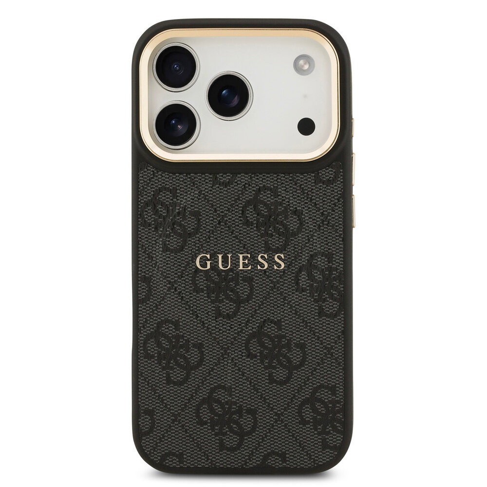 Guess Guess iPhone 17 Pro Back-Cover hul - Magsafe - 4G Classic Logo - Gold Edge - Schwarz Guess Guess iPhone 17 Pro Back-Cover hul - Magsafe - 4G Classic Logo - Gold Edge - Schwarz