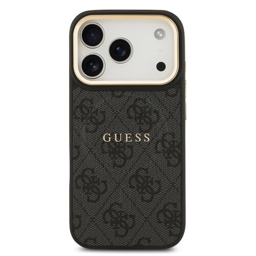 Guess Guess iPhone 17 Pro/iPhone 18 Pro Coque arrière MagSafe similicuir PU Logo 4G classique - Noir