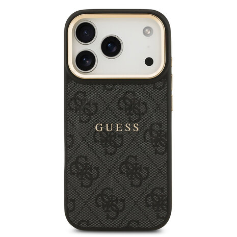 Guess Guess iPhone 17 Pro Back-Cover hul - Magsafe - 4G Classic Logo - Gold Edge - Schwarz Guess Guess iPhone 17 Pro Back-Cover hul - Magsafe - 4G Classic Logo - Gold Edge - Schwarz