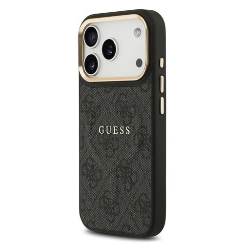 Guess Guess iPhone 17 Pro/iPhone 18 Pro Coque arrière MagSafe similicuir PU Logo 4G classique - Noir