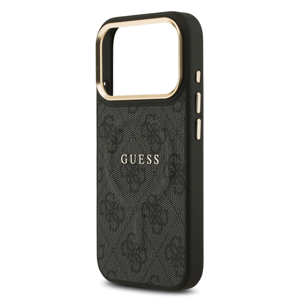 Guess Guess iPhone 17 Pro Back-Cover hul - Magsafe - 4G Classic Logo - Gold Edge - Schwarz Guess Guess iPhone 17 Pro Back-Cover hul - Magsafe - 4G Classic Logo - Gold Edge - Schwarz