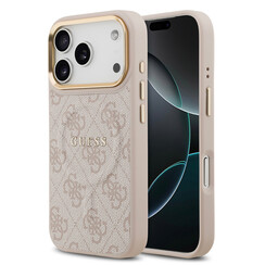 Guess iPhone 17 Pro/iPhone 18 Pro Coque arrière MagSafe similicuir PU Logo 4G classique - Rose