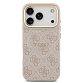 Guess Guess iPhone 17 Pro/iPhone 18 Pro Coque arrière MagSafe similicuir PU Logo 4G classique - Rose