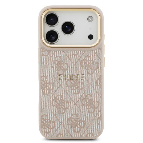 Guess Guess iPhone 17 Pro Back-Cover hul - Magsafe - 4G Classic Logo - Gold Edge - Rosa Guess Guess iPhone 17 Pro Back-Cover hul - Magsafe - 4G Classic Logo - Gold Edge - Rosa
