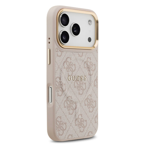 Guess Guess iPhone 17 Pro Back-Cover hul - Magsafe - 4G Classic Logo - Gold Edge - Rosa Guess Guess iPhone 17 Pro Back-Cover hul - Magsafe - 4G Classic Logo - Gold Edge - Rosa