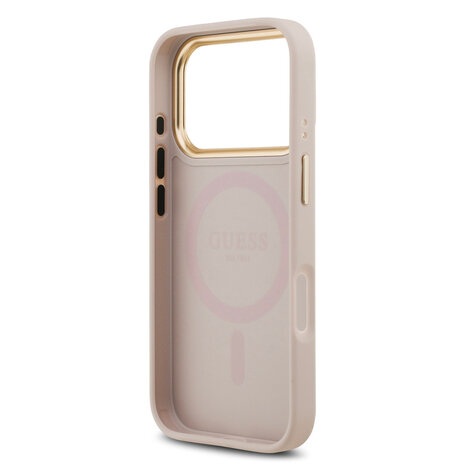 Guess Guess iPhone 17 Pro Back-Cover hul - Magsafe - 4G Classic Logo - Gold Edge - Rosa Guess Guess iPhone 17 Pro Back-Cover hul - Magsafe - 4G Classic Logo - Gold Edge - Rosa