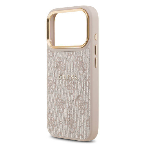 Guess Guess iPhone 17 Pro/iPhone 18 Pro Coque arrière MagSafe similicuir PU Logo 4G classique - Rose