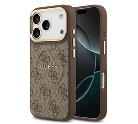 Guess Guess iPhone 17 Pro Backcover hoesje - Magsafe PU Leather - 4G Classic Logo - Bruin Guess Guess iPhone 17 Pro Backcover hoesje - Magsafe PU Leather - 4G Classic Logo - Bruin
