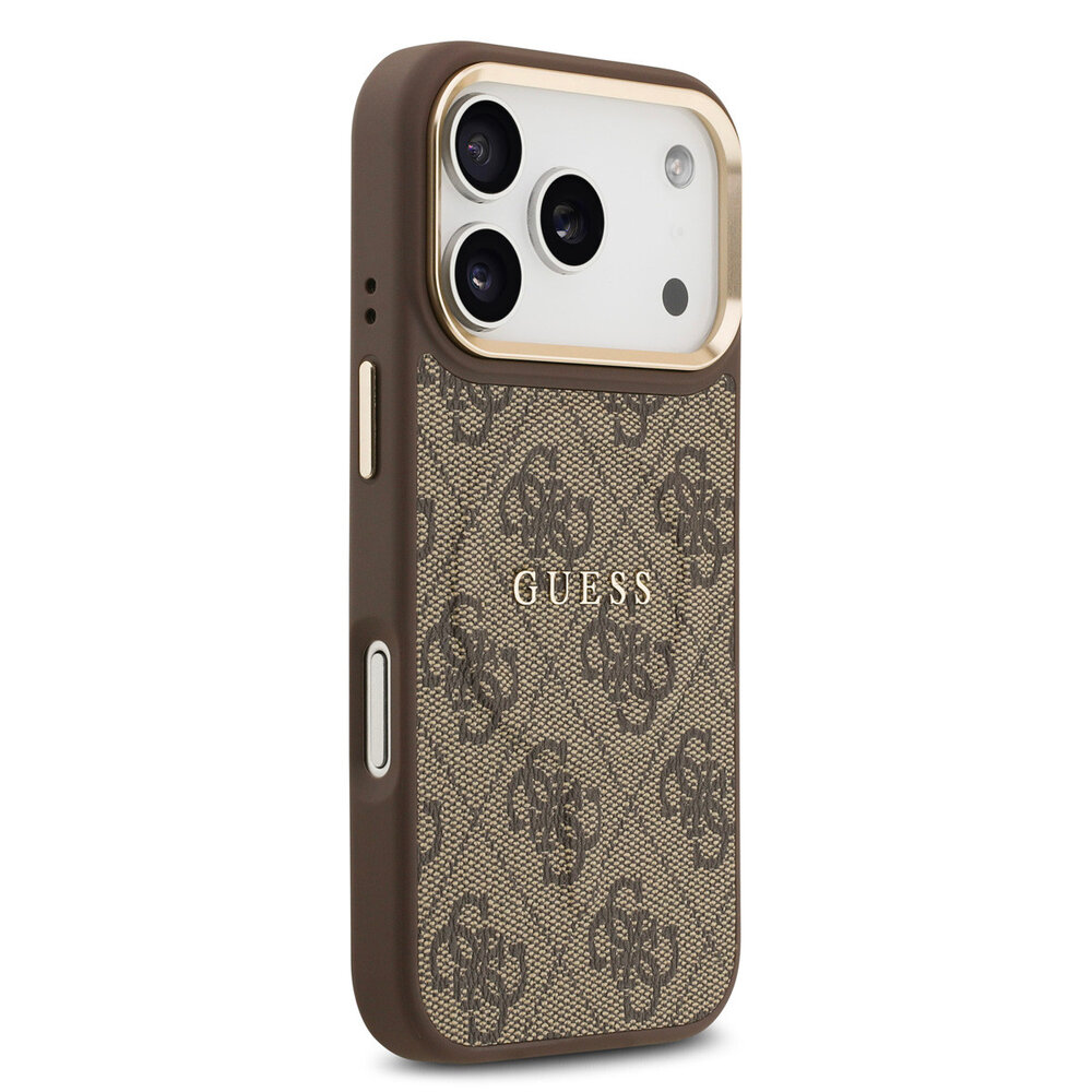 Guess Guess iPhone 17 Pro Back cover coque - Magsafe PU Leather - 4G Classic Logo - Marron Guess Guess iPhone 17 Pro Back cover coque - Magsafe PU Leather - 4G Classic Logo - Marron